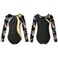 thumbnail image 5 of iiniim Girls Gymnastics Leotards One Piece Long Sleeve Ballet Dance Athletic Bodysuit Unitard Biketards Dancewear Black Flowers 14, 5 of 7