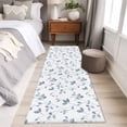 thumbnail image 5 of Blue Grey Leaf Area&nbsp;Rug 2x6ft Country Retro Watercolor Blue Leaves Branches Plant Non-Slip&nbsp;Washable Square&nbsp;Rugs Soft Felt Indoor Floor Mat for Bedroom Kitchen Living Room Bathroom, 5 of 9
