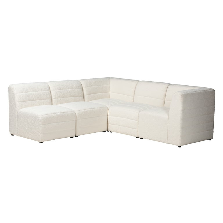Baxton Studio Maya Modern White Boucle Fabric 5-Piece Modular Sectional Sofa Baxton Studio Maya Modern White Boucle Fabric 5-Piece Modular Sectional Sofa