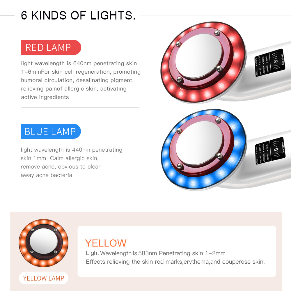 8-in-1 Ultrasonic Slimming Device RF Radio Frequency LED Color Light EMS Physiotherapy Vibration Shaping Beauty Device