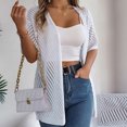 thumbnail image 4 of Diufon Short Sleeve Cardigans for Women Casual Solid Color Breathable Tops Hollow-Out Blouse, 4 of 7