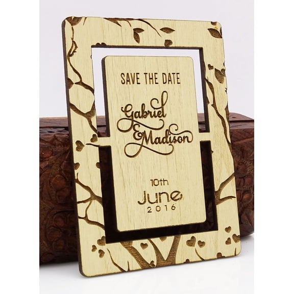 Custom Engraved Wooden Magnet Personalized Gift 20 Rustic Wedding Save the Date Wooden Magnet