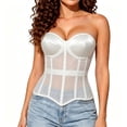 thumbnail image 2 of cocolona Mesh Corset Tops for Women Solid Color Cincher Waist Push Up Renaissance Overbust Corset, 2 of 7