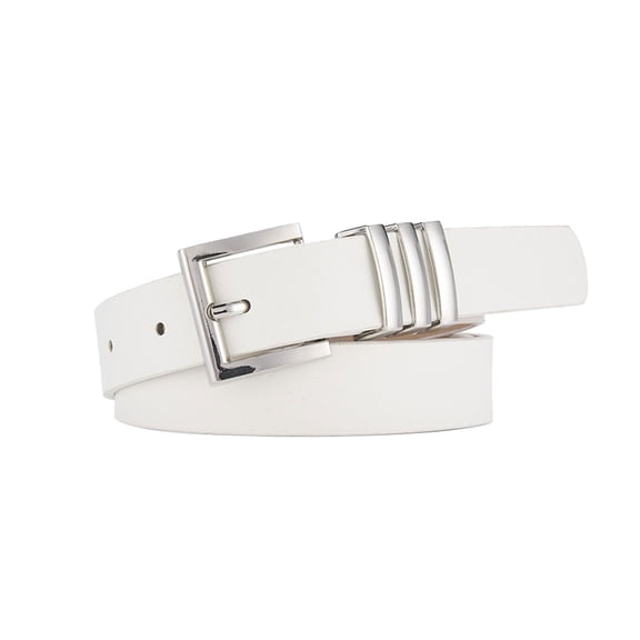 Fashion Belts for Women Fashion Leather Strap Women Leather Belts with Gold Buckle Jeans Pants Dress Ladies Fashion White Belt Women Skinny Belts for Dress Pants Thin Belts for Women Silver Buckle