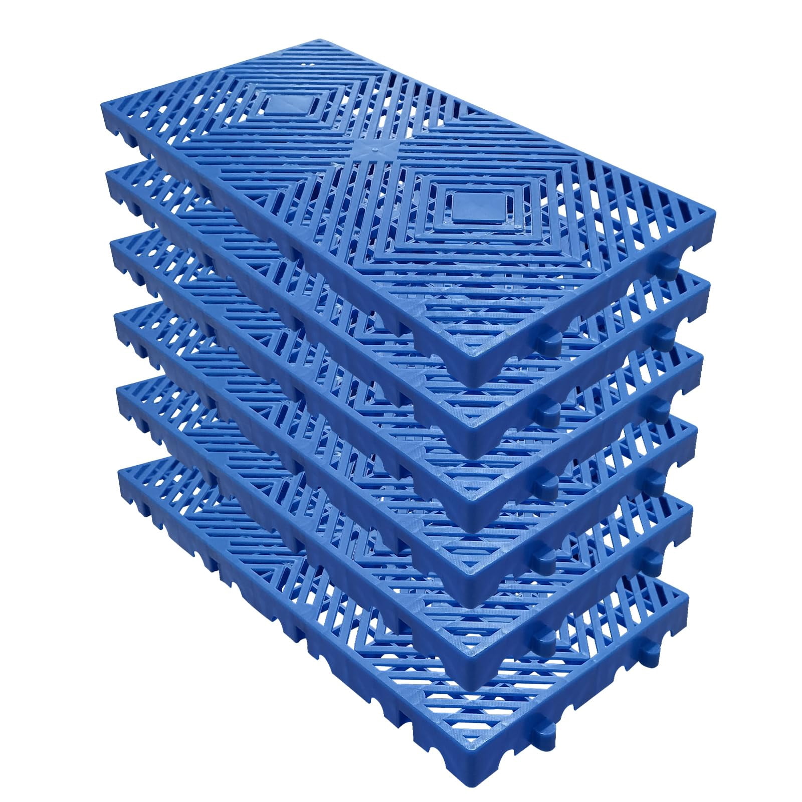 Acekid Plastic Pallets for Basement Storage 6PC, Lightweight Floor Pallets with Grid Ventilation, Blue