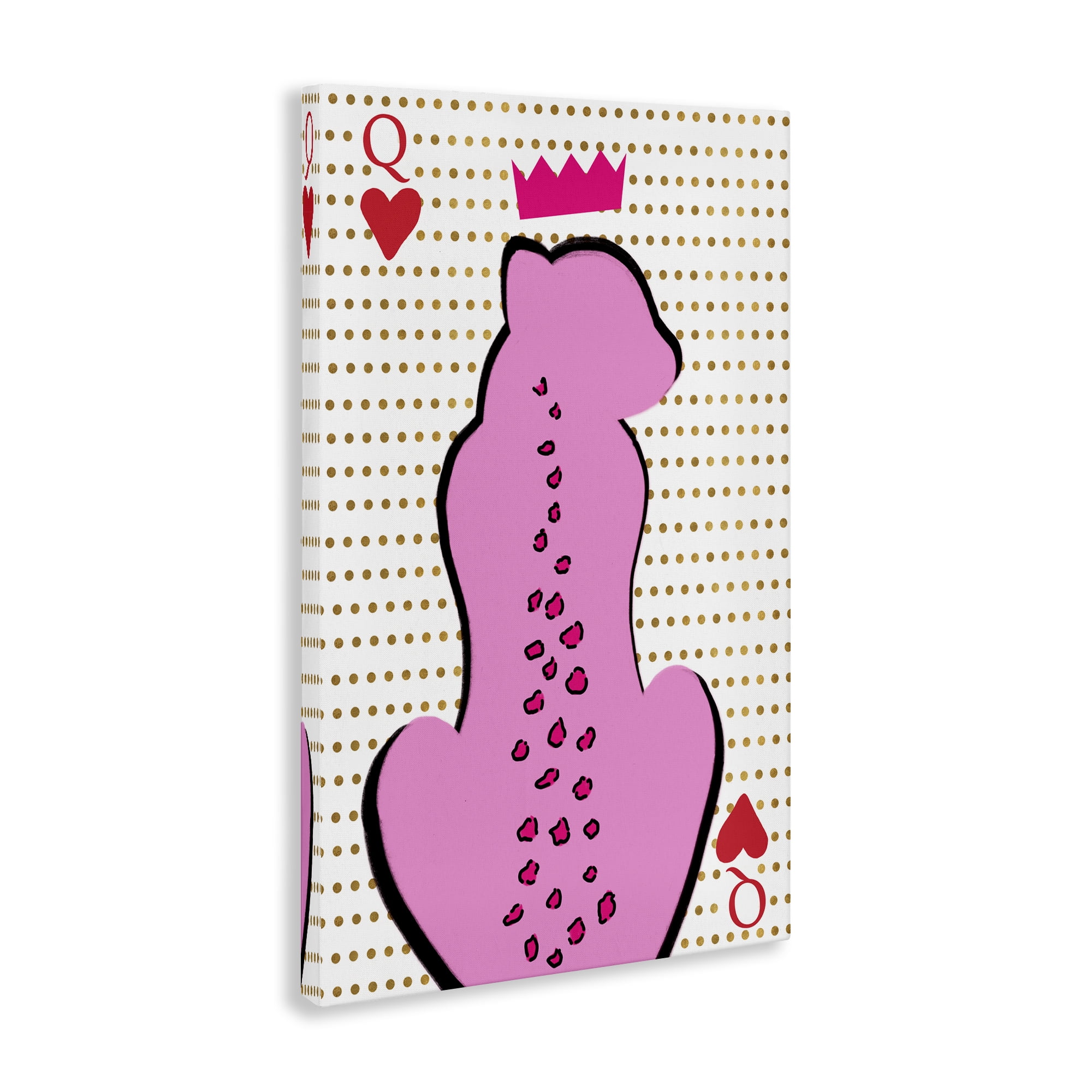 Stupell Industries Queen of Hearts Leopard Entertainment Painting Wrapped Canvas Art Print Wall Art, 16 x 24