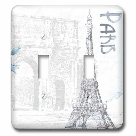 White Double Toggle Switch 3dRose Paris Arc de Triomphe and Eiffel Tower on White Background Illustration - Double Toggle Switch ()