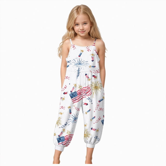 Gubotare Romper for Girls Girls Jumpsuits Kids Fashion Ruffle Sleeves Crew Neck Rompers Drawstring Overalls with Pockets Size 9-10 (White,9-10 Years)