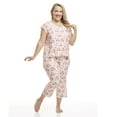 thumbnail image 2 of Ensemble de Pyjama en Poly Suède pour Femmes avec Haut à Manches Courtes et Pantalon Capri, 2 of 9