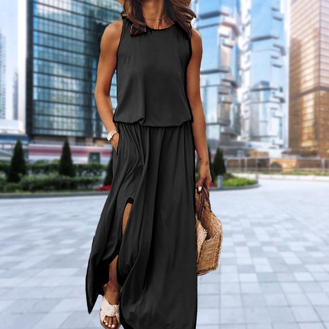 Vestido Sin Mangas Vestidos de playa de verano elegante vestido largo Maxi moda transpirable ropa femenina Cgtredaw Para estrenar