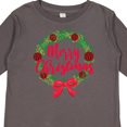 thumbnail image 4 of Inktastic Merry Christmas Wreath with Red Bow and Ornaments Boys or Girls Long Sleeve Toddler T-Shirt, 4 of 5