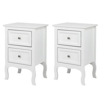 Ktaxon Bedside Table Nightstand with 2 Storage Drawers - End Side Tables Coffee Table for Bedroom, Country Style Set of 2