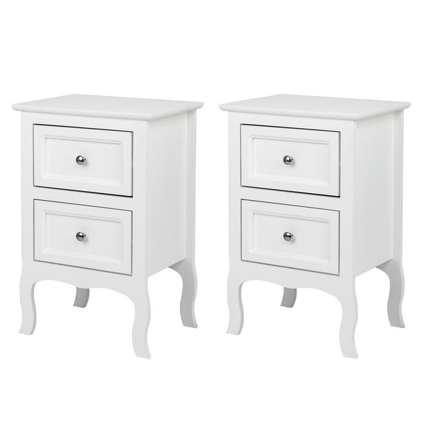 Ktaxon Bedside Table Nightstand With 2, Bedside Tables And Dresser Set White