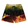 thumbnail image 4 of Ecqkame Men's Swim Shorts Casual Loose Flame Printing Loose Sports Shorts Fashion Elastic Waist Drawstring Beach Shorts Yellow-C S, 4 of 9