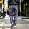 thumbnail image 7 of UDAUDU Camo Men's Cargo Pants Trendy Stretch Drawstring Trouser Outdoor Workout Athletic Hiking Sweatpants with Pockets Light Purple L, 7 of 7