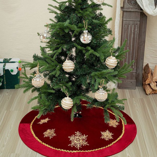 Herunwer Velvet Christmas Tree Skirt Fur Plush Tree Skirt Xmas Skirts for Merry Christmas Party Vintage Holiday Decorations