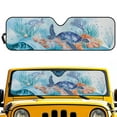 thumbnail image 2 of Uorisanigo Windshield Sun Shade Compatible with Jeep Wrangler JK JKU TJ, Blue Sea Turtle Sunshade Shield Protection for Wrangler 1997-2018, Windshield Sunshade Sun Visor Blocks for UV and Heat, 2 of 7