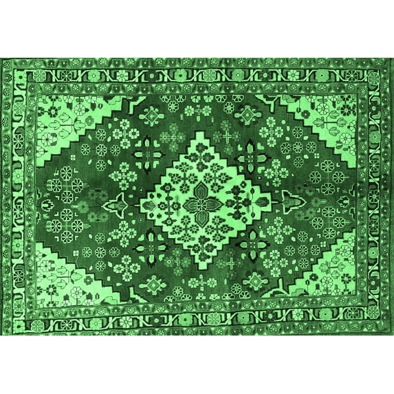 Ahgly Company Indoor Rectangle Medallion Emerald Green Traditional Area Rugs, 8' x 10'
