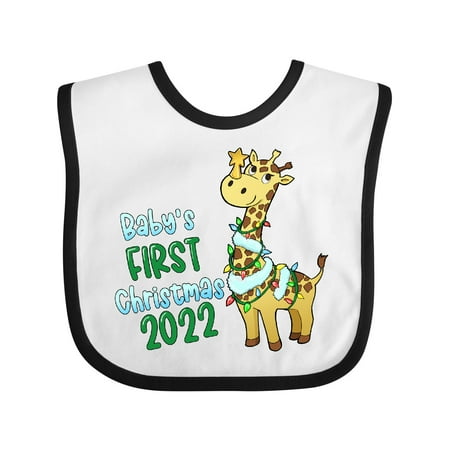 

Inktastic Babys First Christmas 2021- Cute Giraffe Gift Baby Boy or Baby Girl Bib
