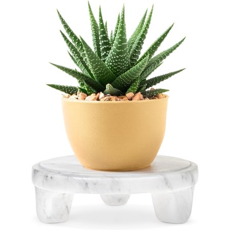 6" Round Marble Riser for Kitchen Counter Decor - Handcarved Marble Decor Pedestal Tray, Small Risers for Decor, Marble Pedestal Stand for Decoration, Decorative Pedestal Stands for Display