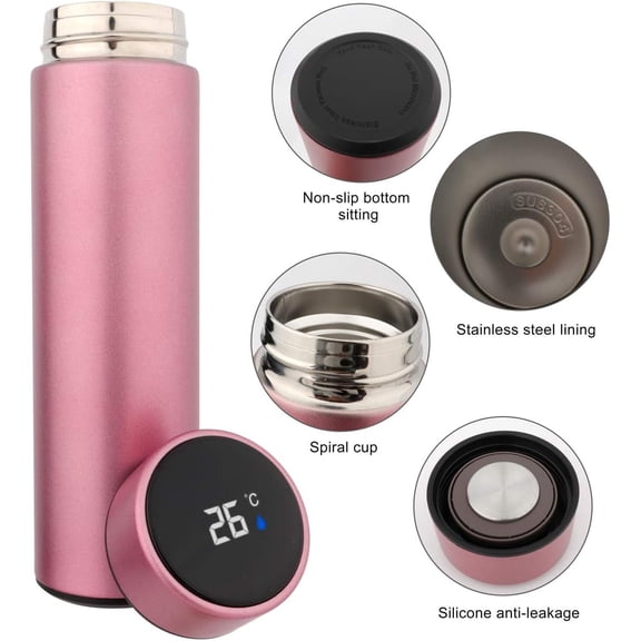 Water Cup Portable Double wall Vacuum Insulated Thermal Stainless Steel Temperature Display Water Bottle for Daily Life