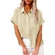 thumbnail image 2 of ICHUANYI ClearanceWomen's Tops Fashion Solid Button Shirt Female V-Neck Loose T-shirt Blouse Tops(Beige, L) ICHUANYI WER20232080501009, 2 of 8