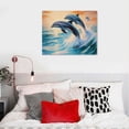 thumbnail image 5 of JEUXUS  Dolphin Bright Water Scene 2 Canvas Art - Home Decor Wall Art Print Poster Painting Medium  20x16in, 5 of 6