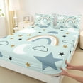 thumbnail image 3 of Manfei Kawaii Colorful Rainbow Twin Sheet Sets,Boho bohemian Theme Twin Fitted Sheet,Cartoon Stars Flat Sheet For Girls,Super Cozy Room Decor,3-Piece, 3 of 7
