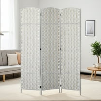 Spaco 3 Panel Folding Privacy Screen, 6FT Tall Portable Weave Partition Wall Divider, Room Divider for Indoor as Living Room, Entryway, White