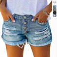 thumbnail image 2 of Stylish Ripped Tassel Denim Shorts for Women, 2 of 5