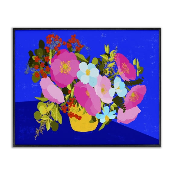 Stupell Industries Eclectic Vivid Pink & Blue Bouquet Black Framed Giclee Art, 14 x 11, by Pragya Kothari