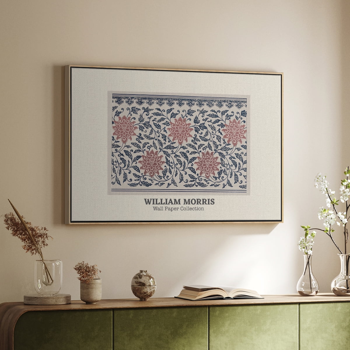 Vintage Abstract Print-XLIV Framed in Natural Wood Wood Gallery Wrapped Canvas 17 in. x 25 in.