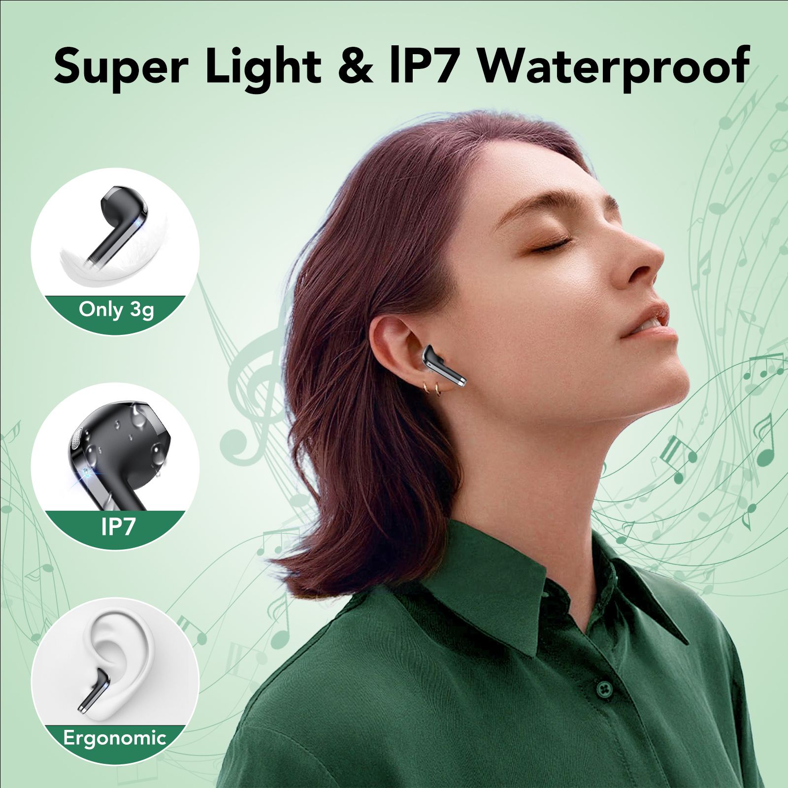 CASCHO Wireless Earbuds with Noise Cancellation, Black photo 6