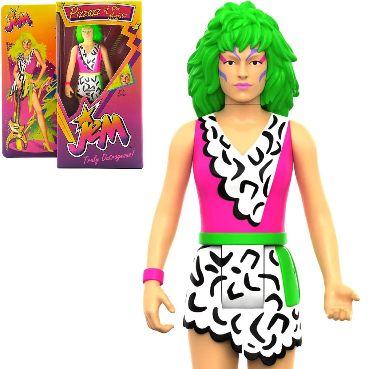 ReAction Jem & The Holograms Pizzaz Action Figure (Neon, Retro Box)