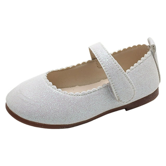 Ediodpoh Girls Sandals Solid Color Simple New Pattern Fashion Lightweight Flat Bottom Comfortable Hook Loop Princess Shoes Girl Sandals White 9.5