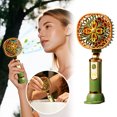 thumbnail image 1 of Rechargeable Floral Fan with Stand Base Portable 3 Speed Handheld Fan with Desktop Base Personal Battery Powered Lightweight & Small Fans Summer for Outdoor Indoor, 1 of 5