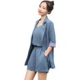 thumbnail image 5 of Conjunto de tres piezas de moda de traje de manga corta + pantalón corto + chaleco estilo Hong Kong, 5 of 5