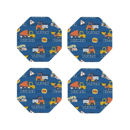 

Matuu Construction Vehicles for Cup Coasters Set of 4 Leather Coasters Desk Coasters for Office Measures 4” x 4”-Octagon