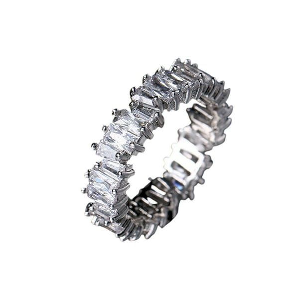 Jumpingount Zirconia cúbica pequeñas alianzas de boda anillos brillantes clásico exquisito anillo de dedo impermeable ahueca hacia fuera la Ropa, zapatos y accesorios Miscelánea No.6