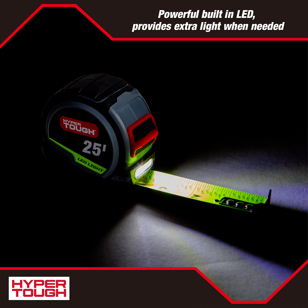 Hyper Tough 25 Ft LED Tape Measure With Rechargeable Battery photo 2