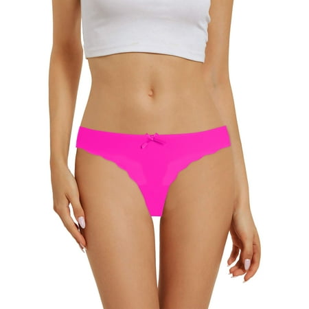 Alitao Thongs for Women Womens Underwear No Show Underwear Womens Thong Seamless Panties Ice Silk Breathable Thong Panties Cheeky Underwear Panties for Women Hot Pink M
