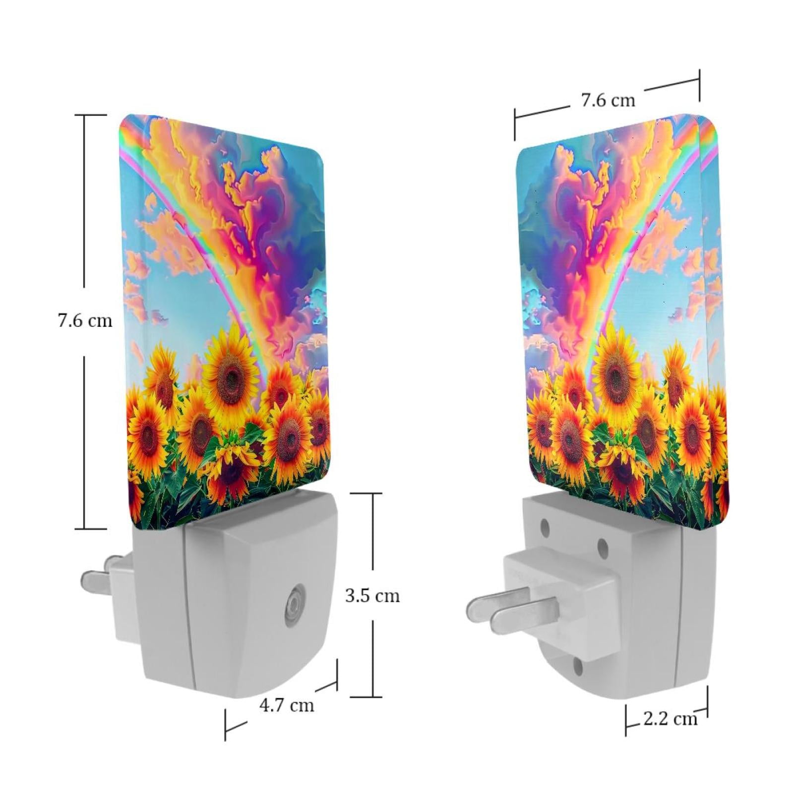 PhooArto Color Rainbow and Sunflowers Plug in LED Night Light Auto Sensor Dusk to Dawn Decorative Night for Bedroom, Bathroom, Kitchen, Hallway, Stairs, Baby's Room, Energy Saving