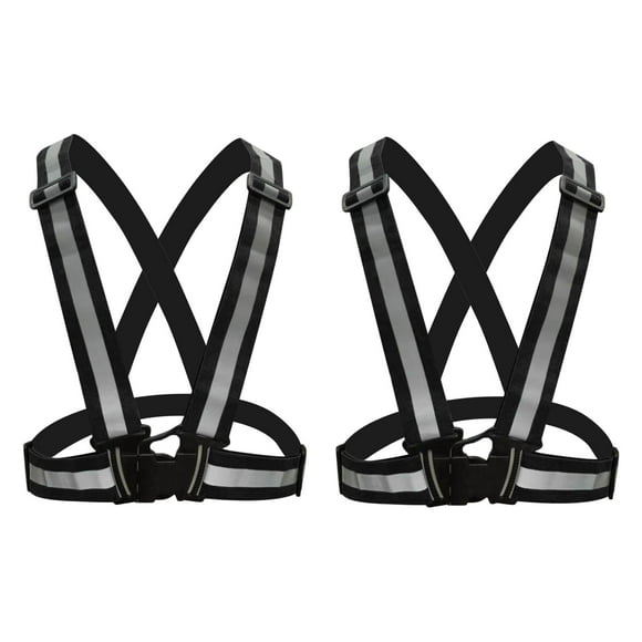 koolsoo 2pcs Adjustable Security Visibility Reflective Vest Gear Black