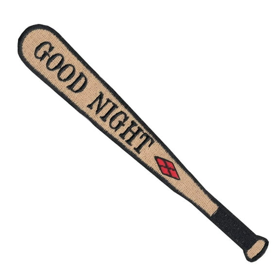 Goodnight Baseball Bat Iron On Embroidered Patch