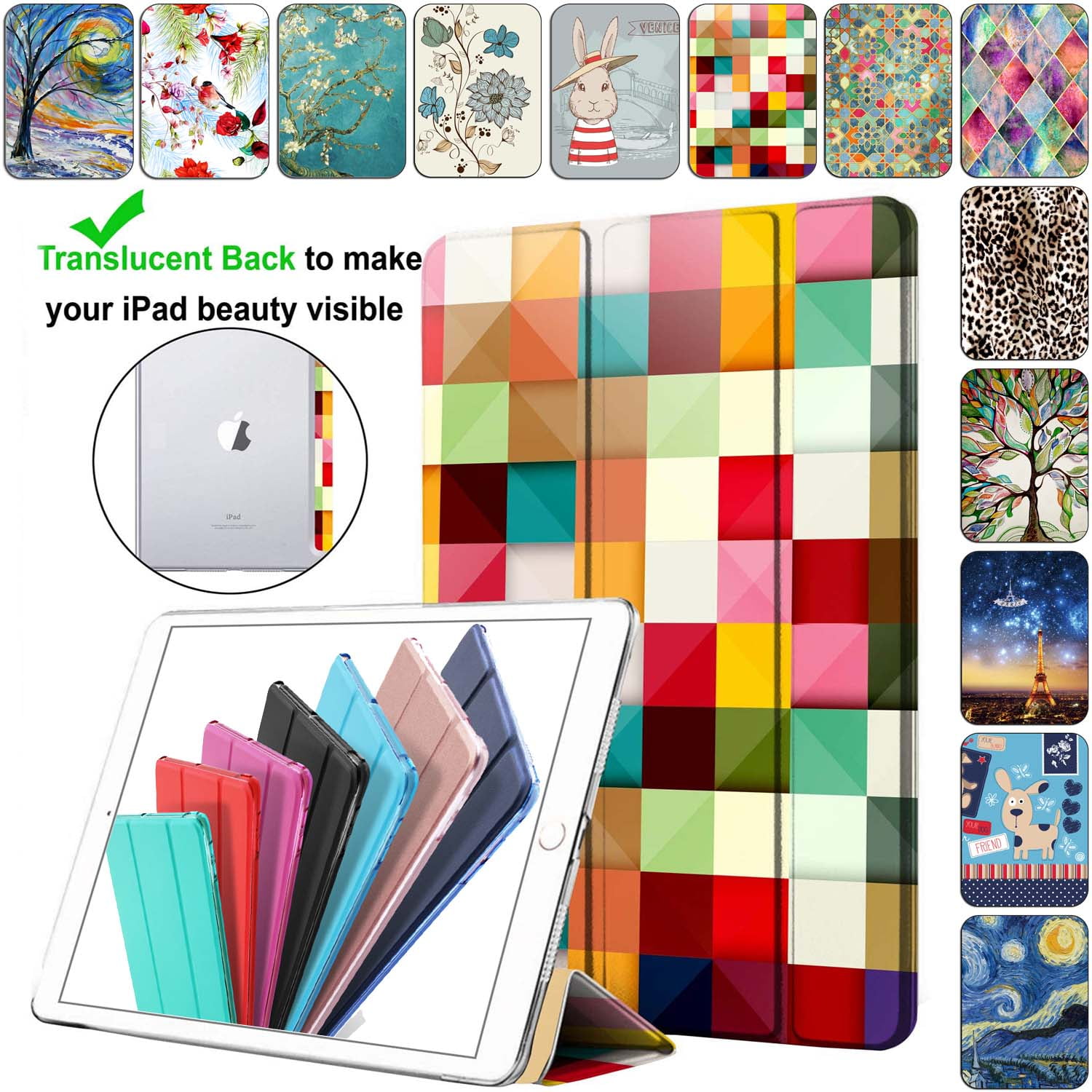 DuraSafe Cases for iPad Air 1 2013 9.7 Inch Air 1st Gen A1474 A1475 A1476 TriFold Printed Hard