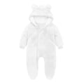 thumbnail image 3 of Rvasteizo Toddler Girl Romper Solid Long Sleeve Open Front Hooded Double Fleece Bodysuit Aged 0-12 Months, 3 of 5
