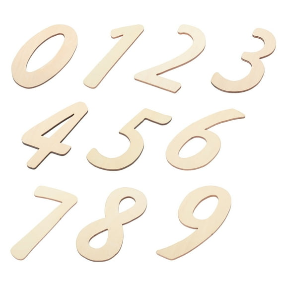 Wooden Number Plate Craft for Birthday DIY Decor with Smooth Surface and Khaki Color 10 Pieces