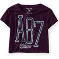 thumbnail image 1 of Aeropostale Womens Cropped A87 Athletics Graphic T-Shirt, Púrpura, Mediano Aeropostale Camiseta gráfica, 1 of 1