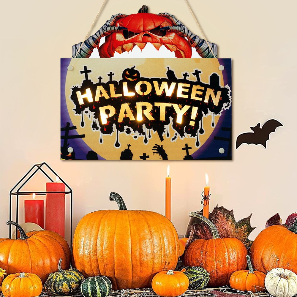 Wooden Halloween Welcome sign with retro lights / popular outdoor greeter