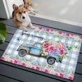 thumbnail image 4 of Spring Area Rugs Collection 2'x3', Truck Botanical Rose Leaves Blue White Plaid Non Slip Indoor Rectangle Throw Runner Rug Floor Mat Carpet for Living Room Dining Table Bedroom Nursery, 4 of 9